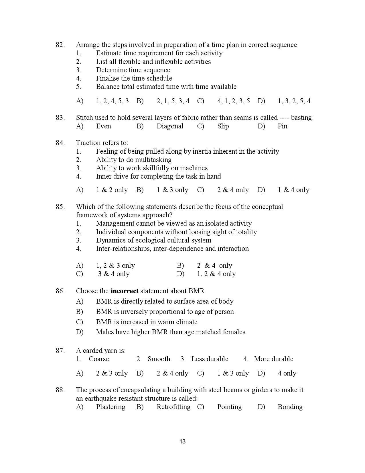 Kerala SET Home Science Exam Question Paper January 2023 13