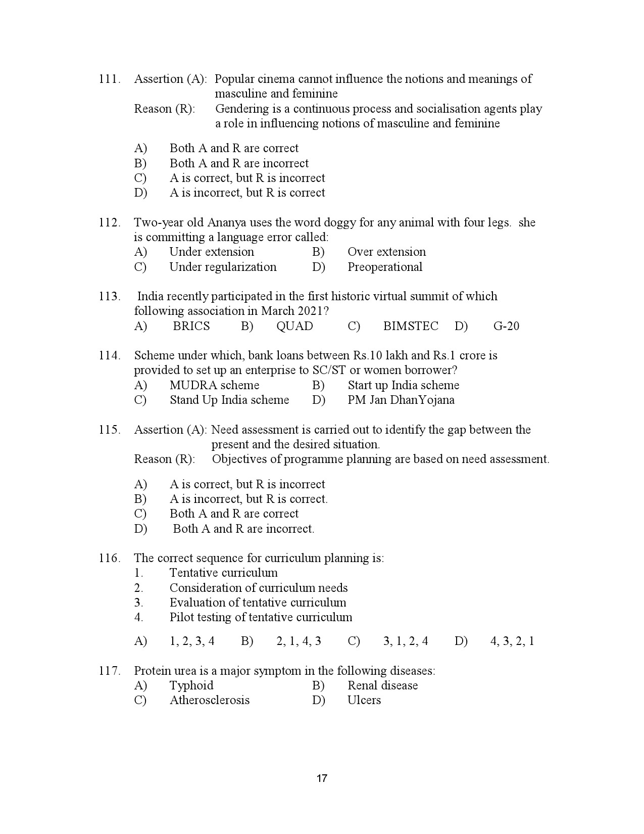 Kerala SET Home Science Exam Question Paper January 2023 17