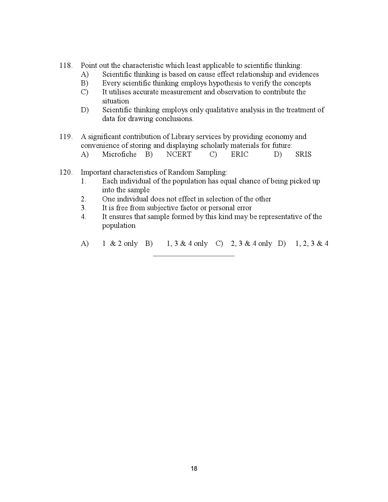 Kerala SET Home Science Exam Question Paper January 2023 18