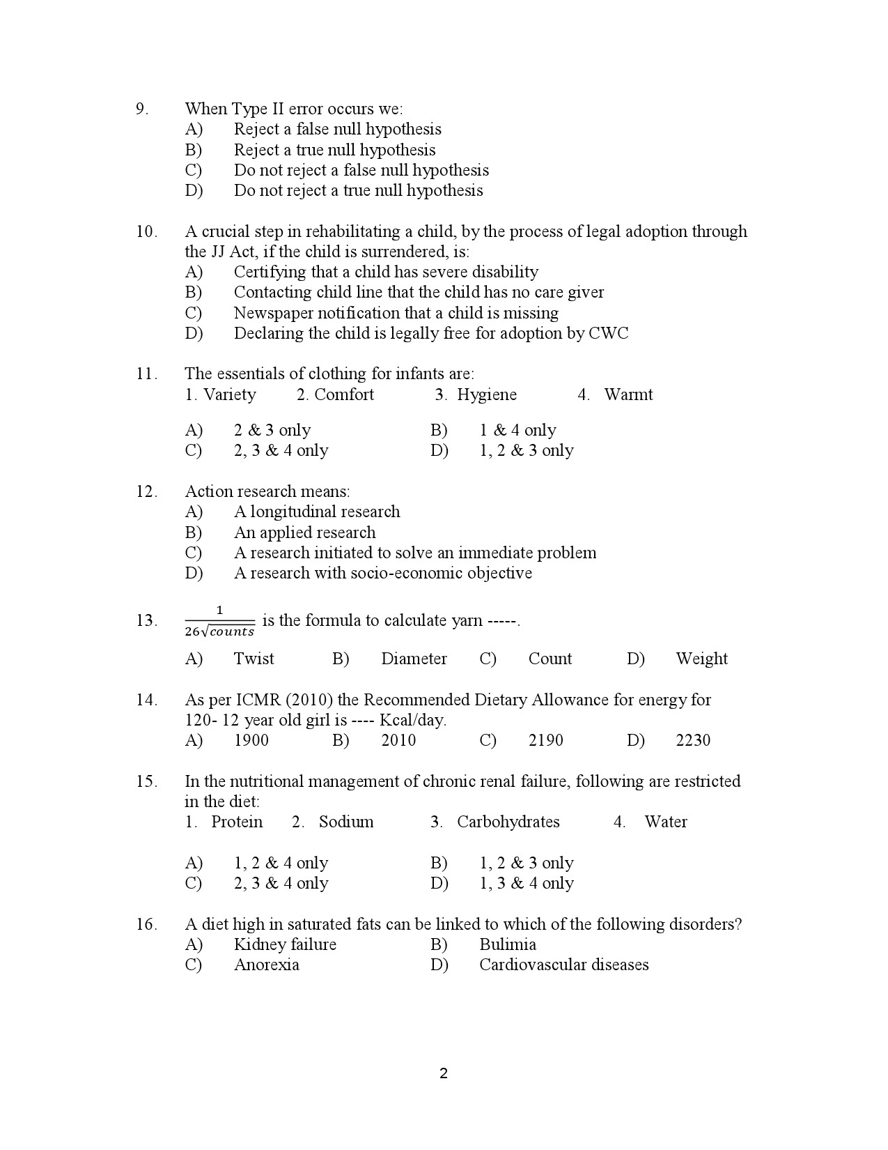 Kerala SET Home Science Exam Question Paper January 2023 2