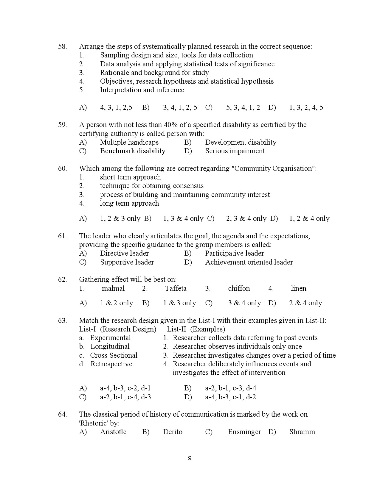 Kerala SET Home Science Exam Question Paper January 2023 9