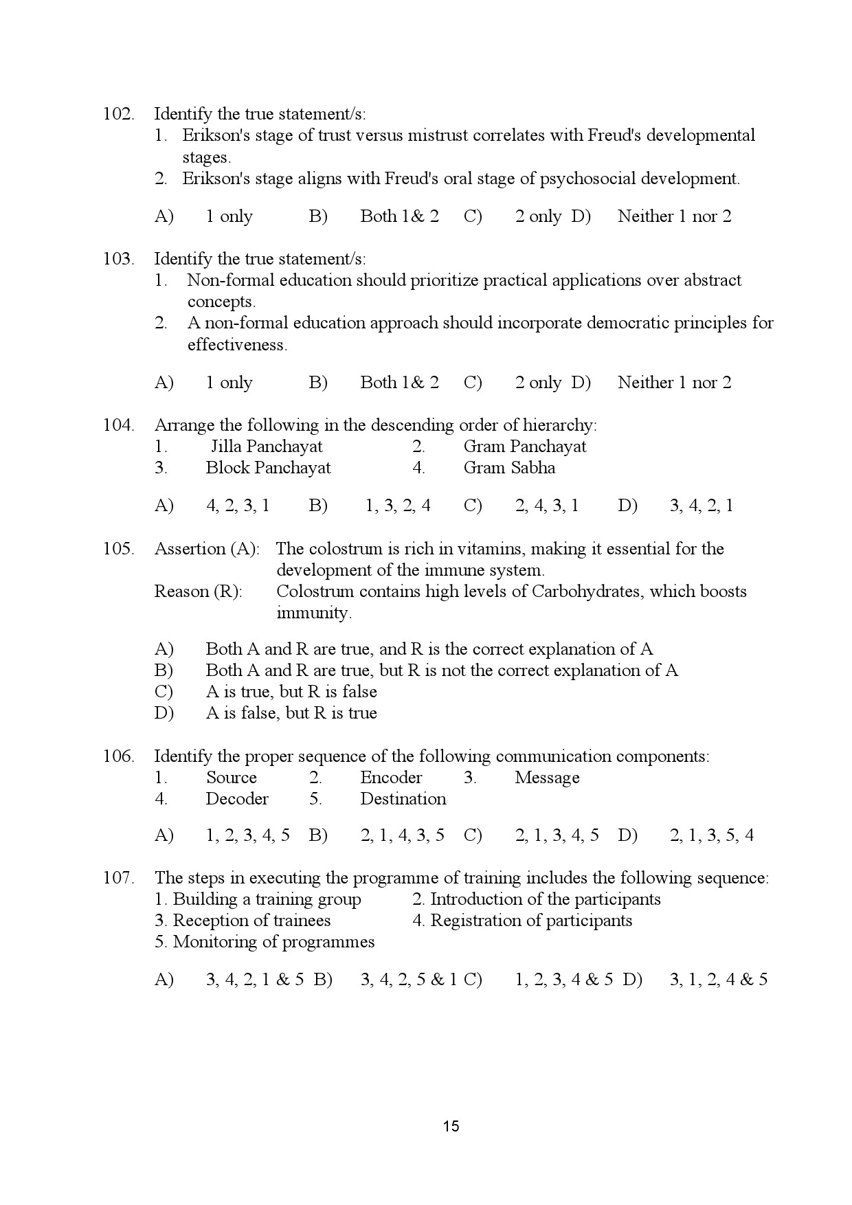 Kerala SET Home Science Exam Question Paper January 2024 15