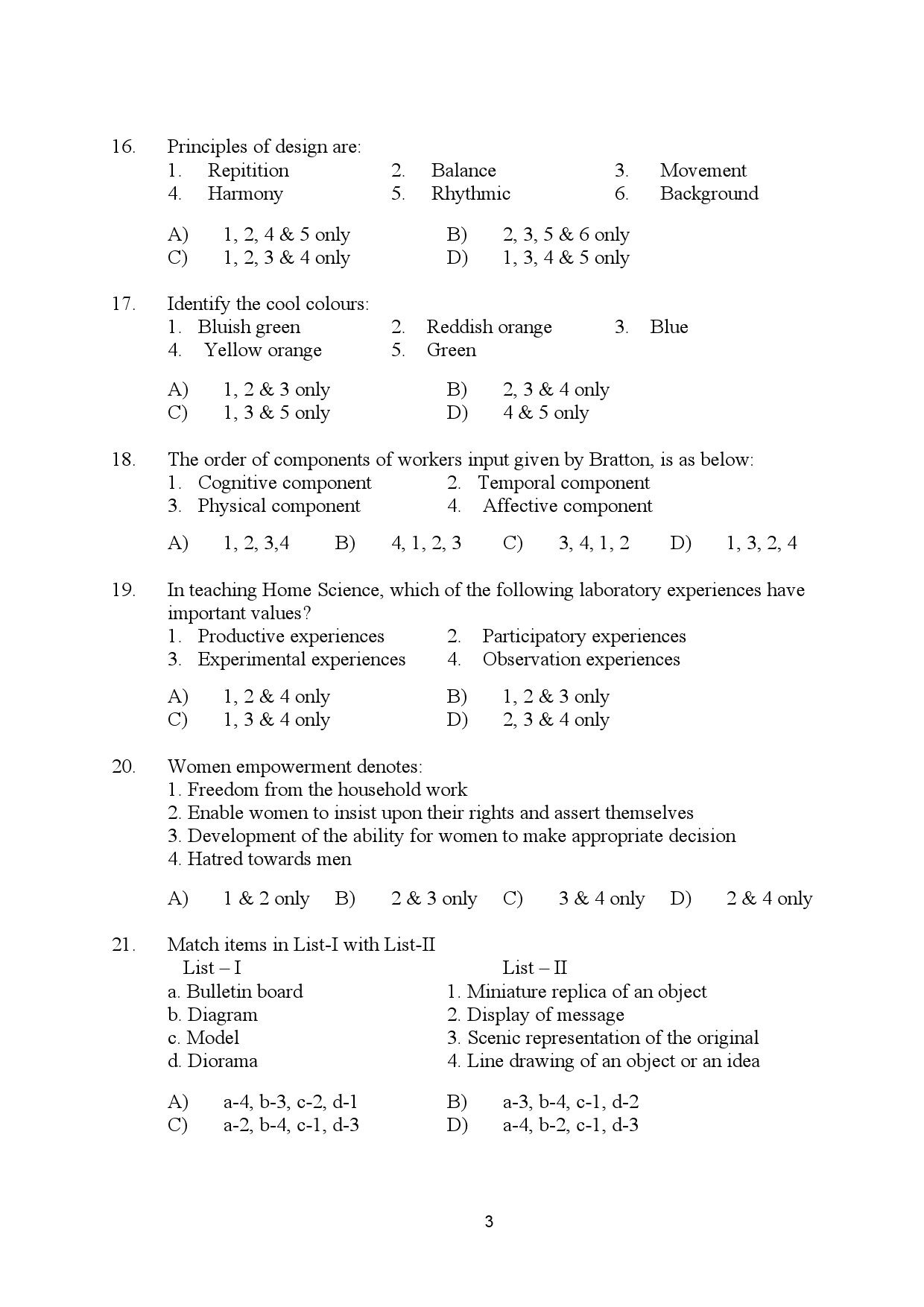 Kerala SET Home Science Exam Question Paper January 2024 3