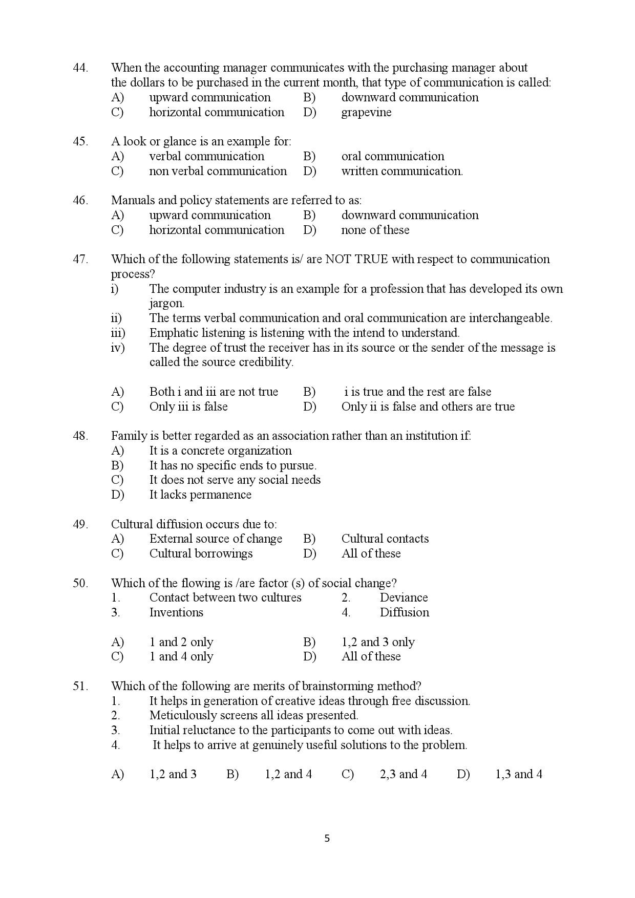 Kerala SET Home Science Exam Question Paper July 2019 5