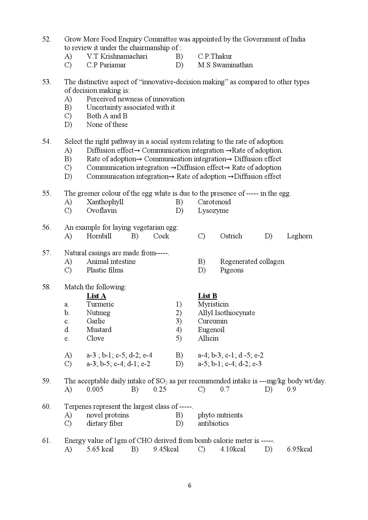 Kerala SET Home Science Exam Question Paper July 2019 6