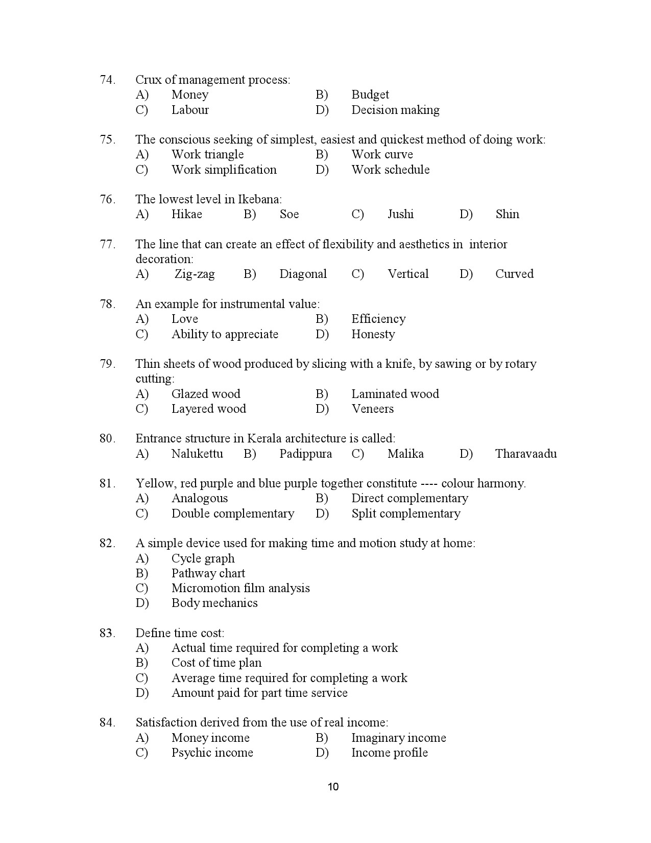 Kerala SET Home Science Exam Question Paper July 2023 10