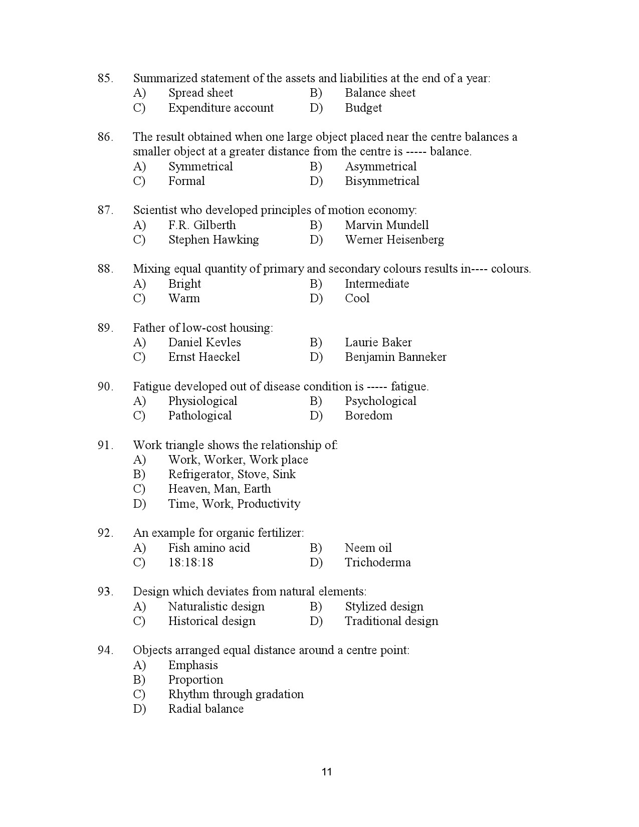 Kerala SET Home Science Exam Question Paper July 2023 11