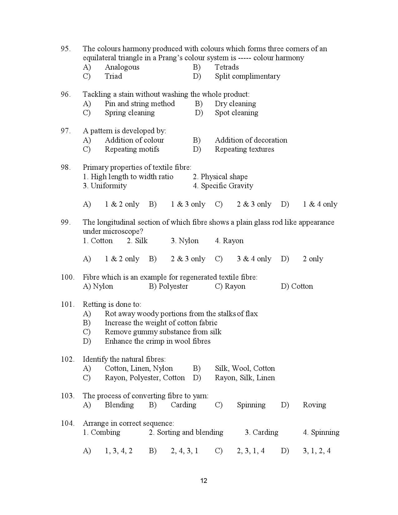 Kerala SET Home Science Exam Question Paper July 2023 12