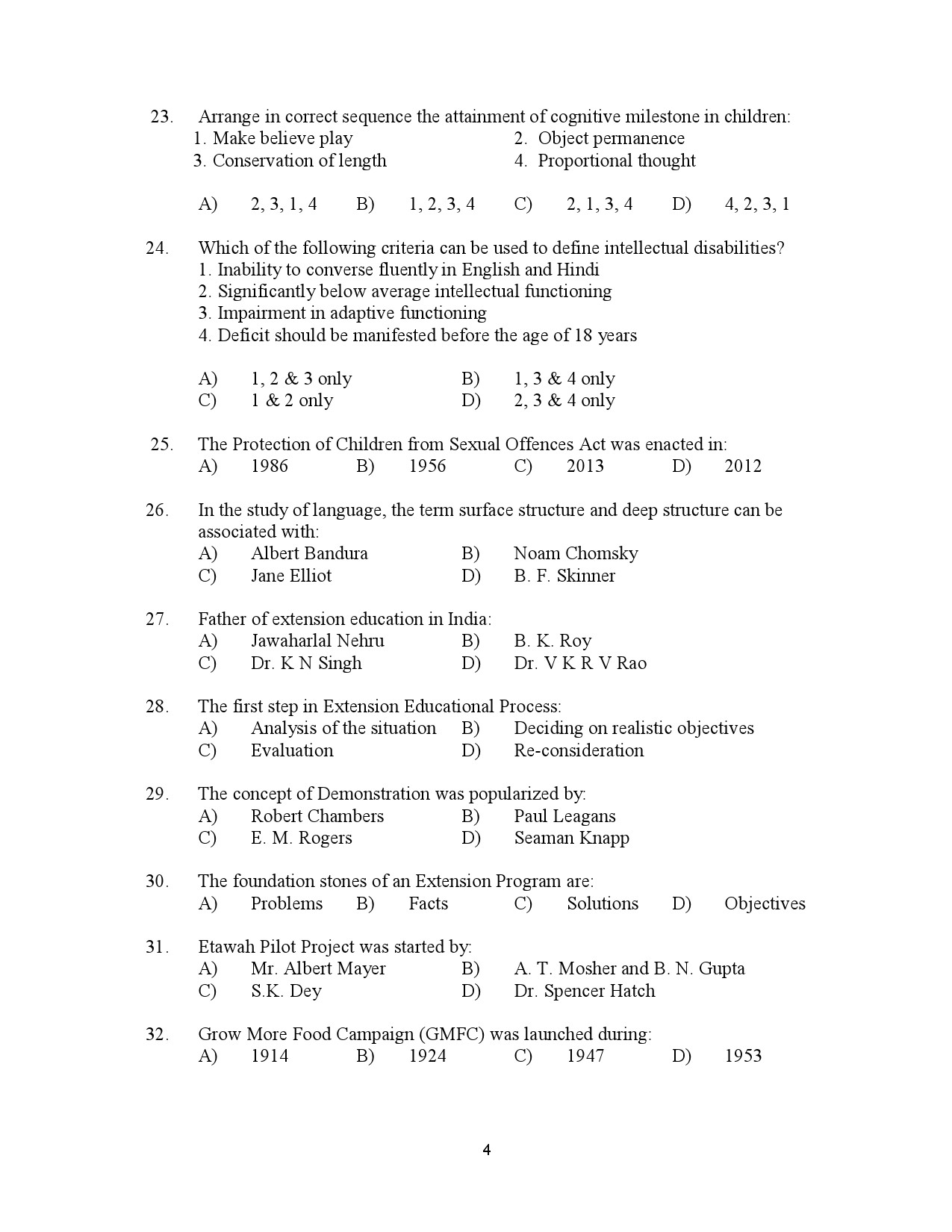 Kerala SET Home Science Exam Question Paper July 2023 4