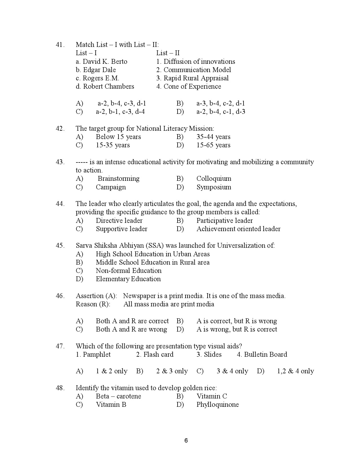 Kerala SET Home Science Exam Question Paper July 2023 6