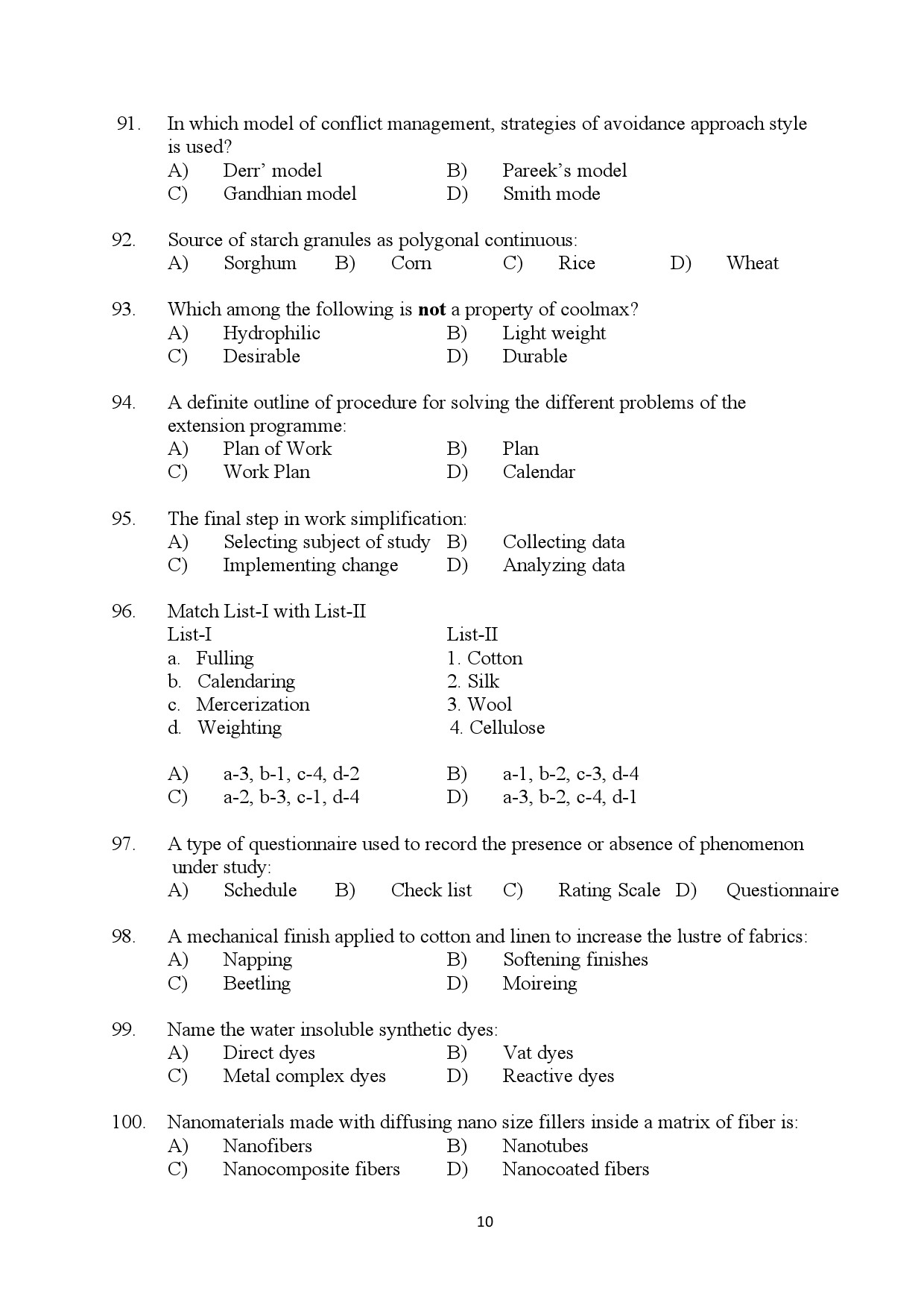 Kerala SET Home Science Exam Question Paper July 2024 10