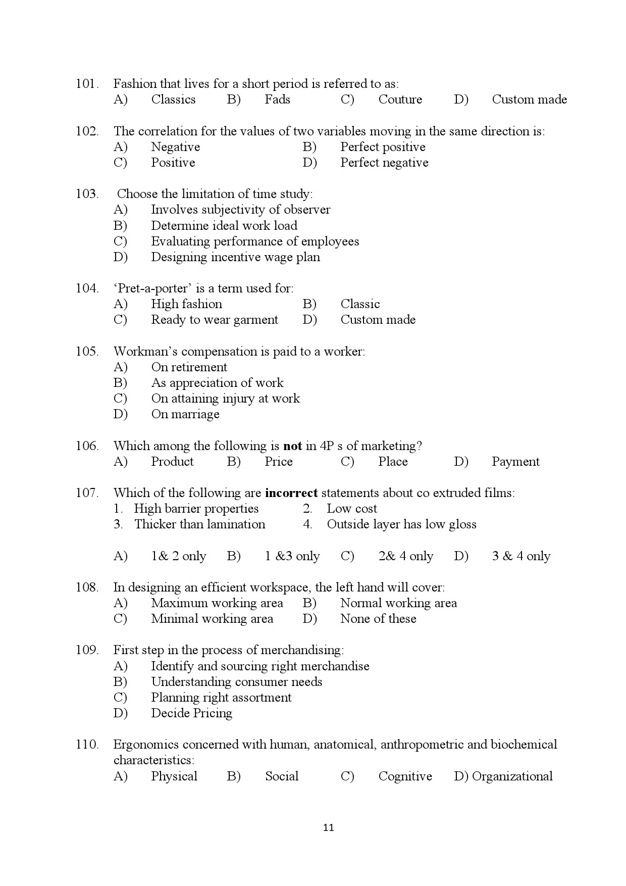 Kerala SET Home Science Exam Question Paper July 2024 11