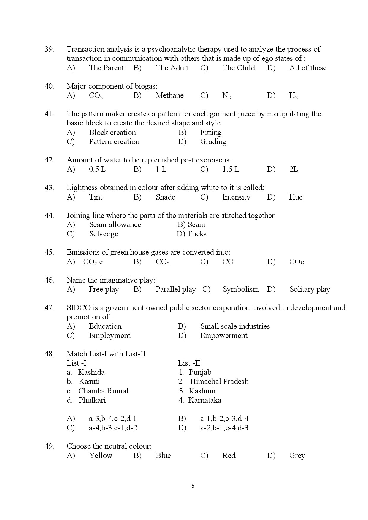 Kerala SET Home Science Exam Question Paper July 2024 5