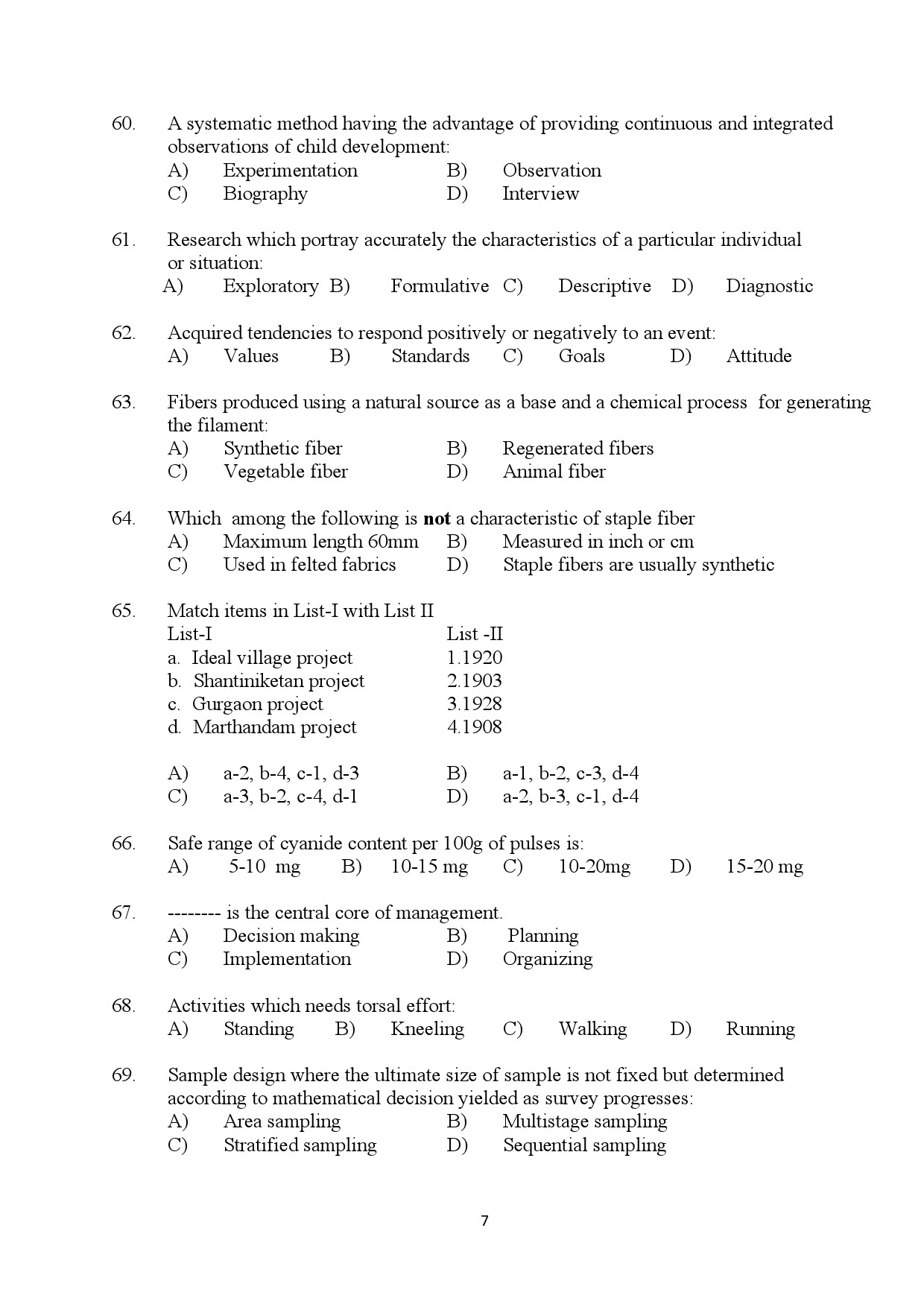 Kerala SET Home Science Exam Question Paper July 2024 7