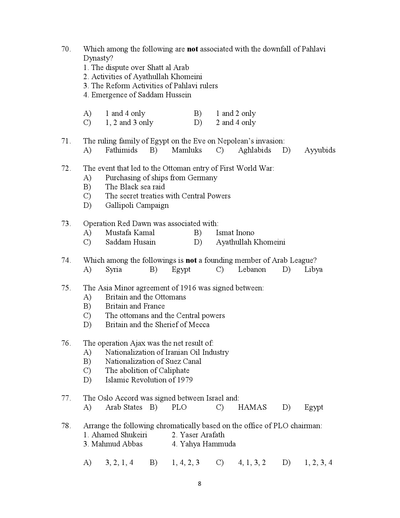 Kerala SET Islamic History Exam Question Paper July 2023 8