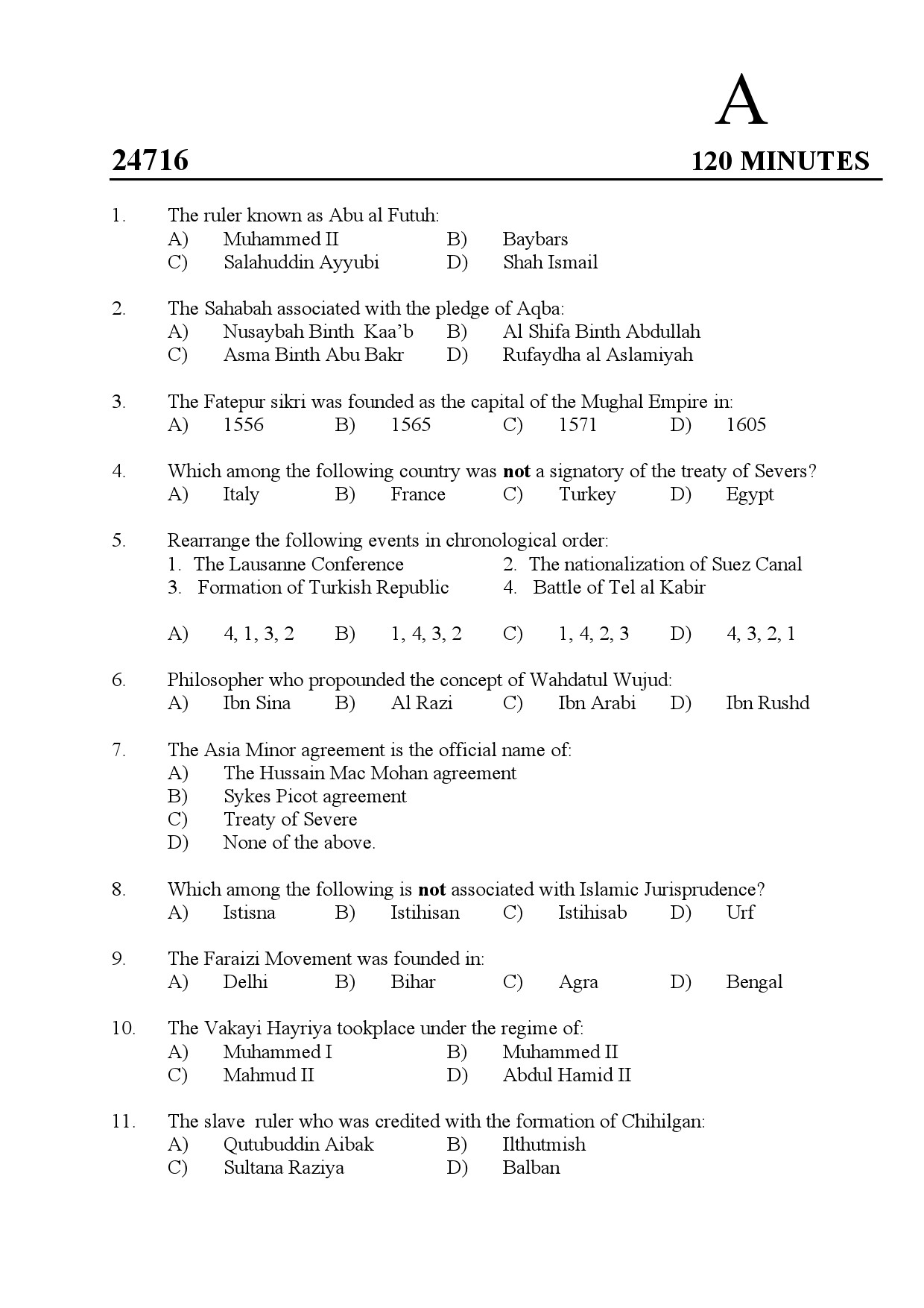 Kerala SET Islamic History Exam Question Paper July 2024 1