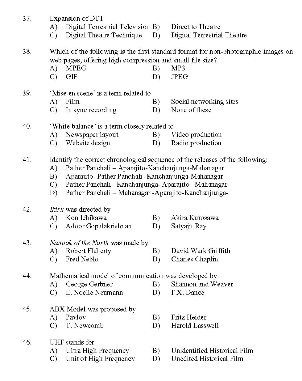 Kerala SET Journalism Exam 2013 Question Code 13617 5