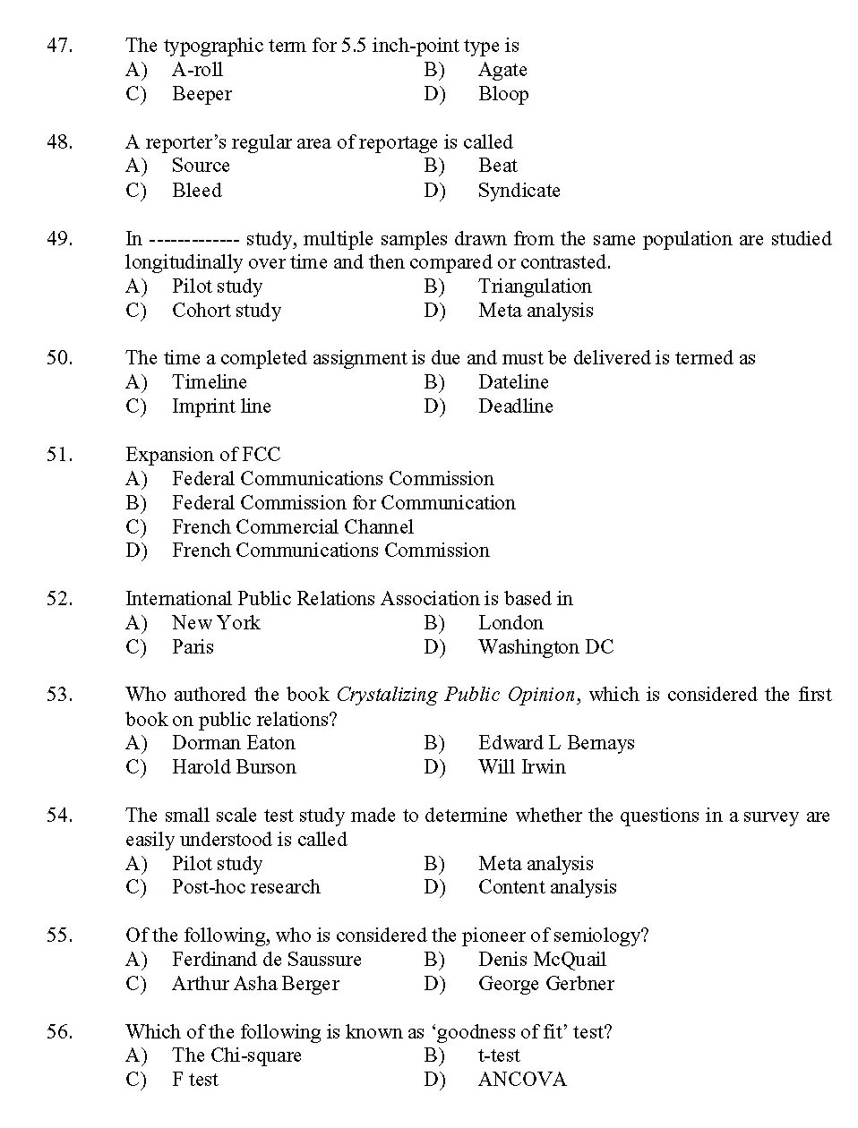 Kerala SET Journalism Exam 2013 Question Code 13617 6