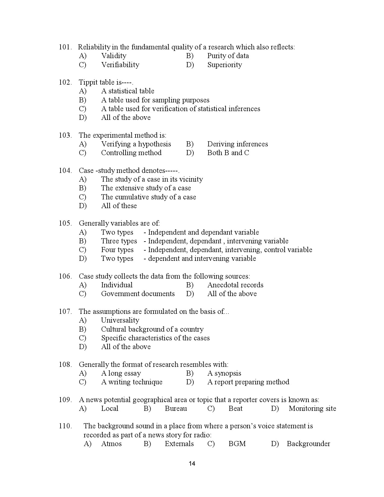 Kerala SET Journalism Exam Question Paper January 2023 14