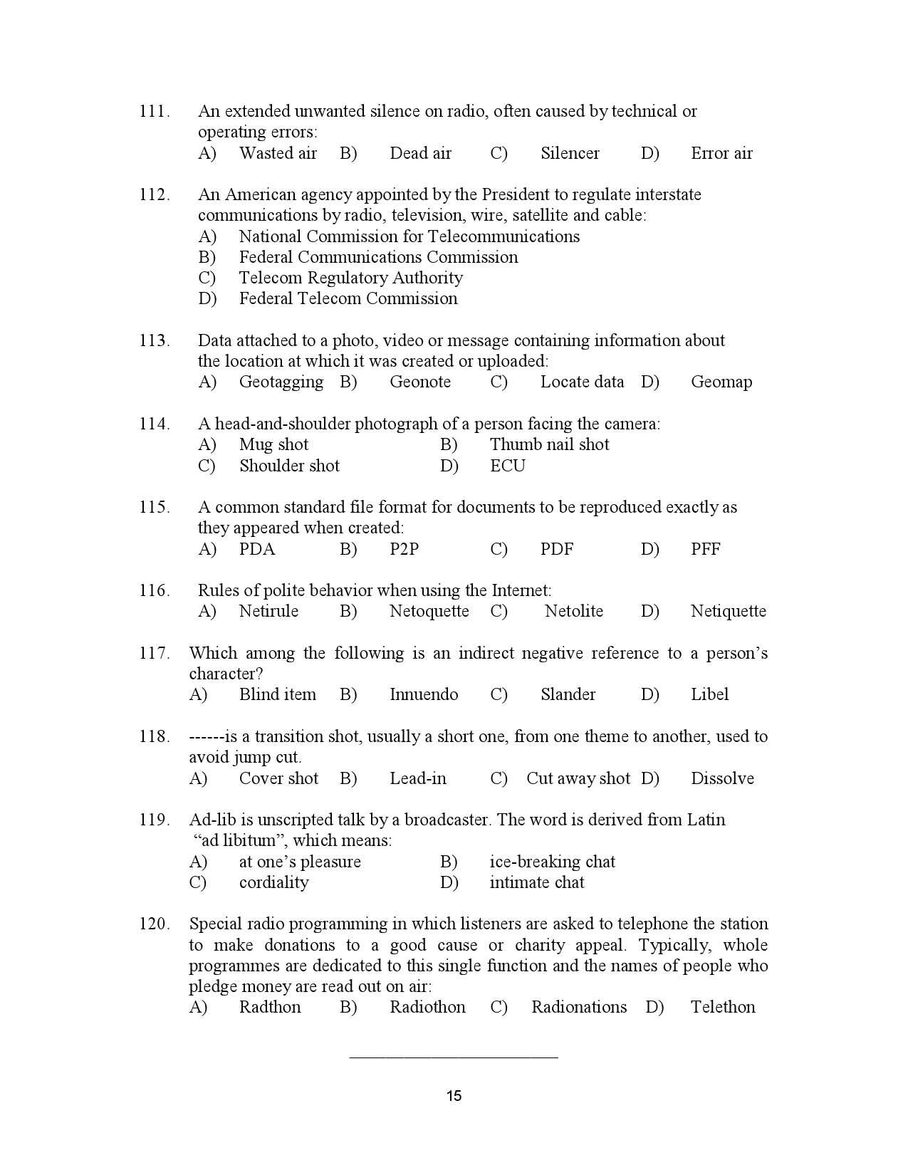 Kerala SET Journalism Exam Question Paper January 2023 15