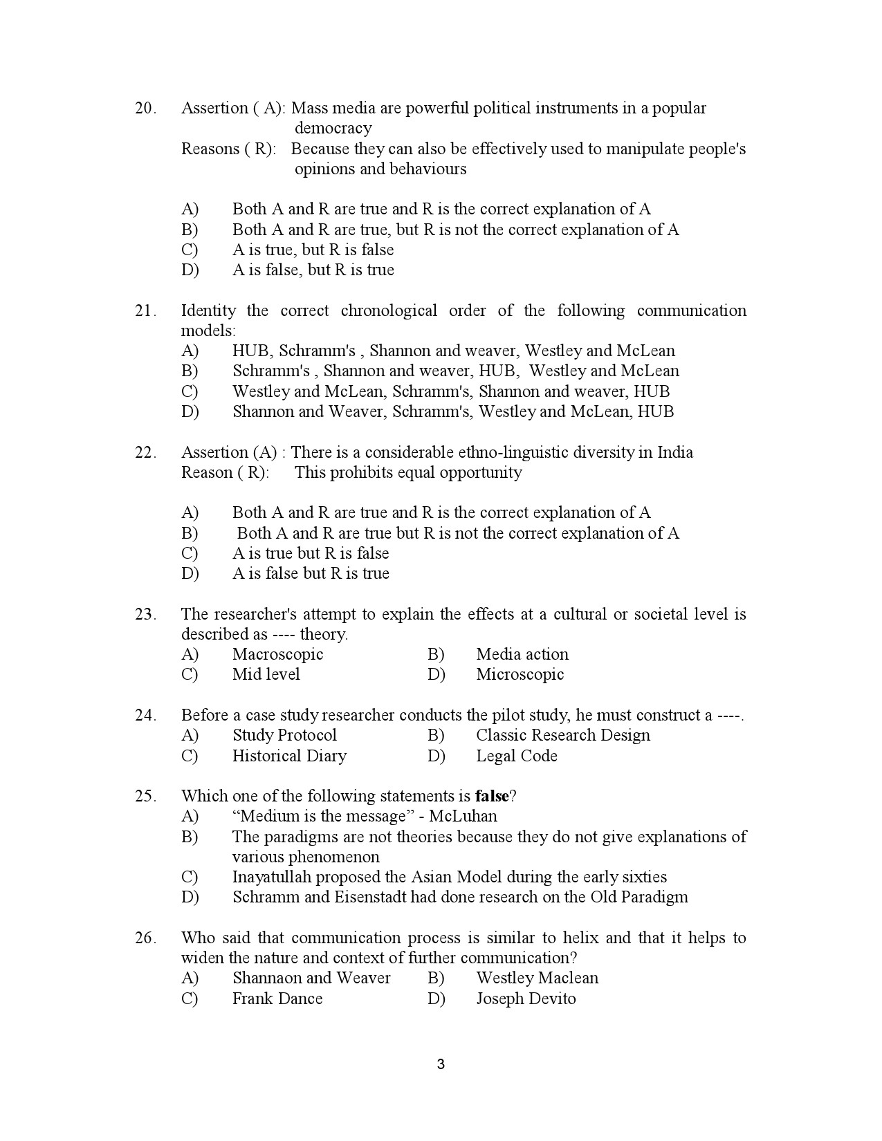 Kerala SET Journalism Exam Question Paper January 2023 3