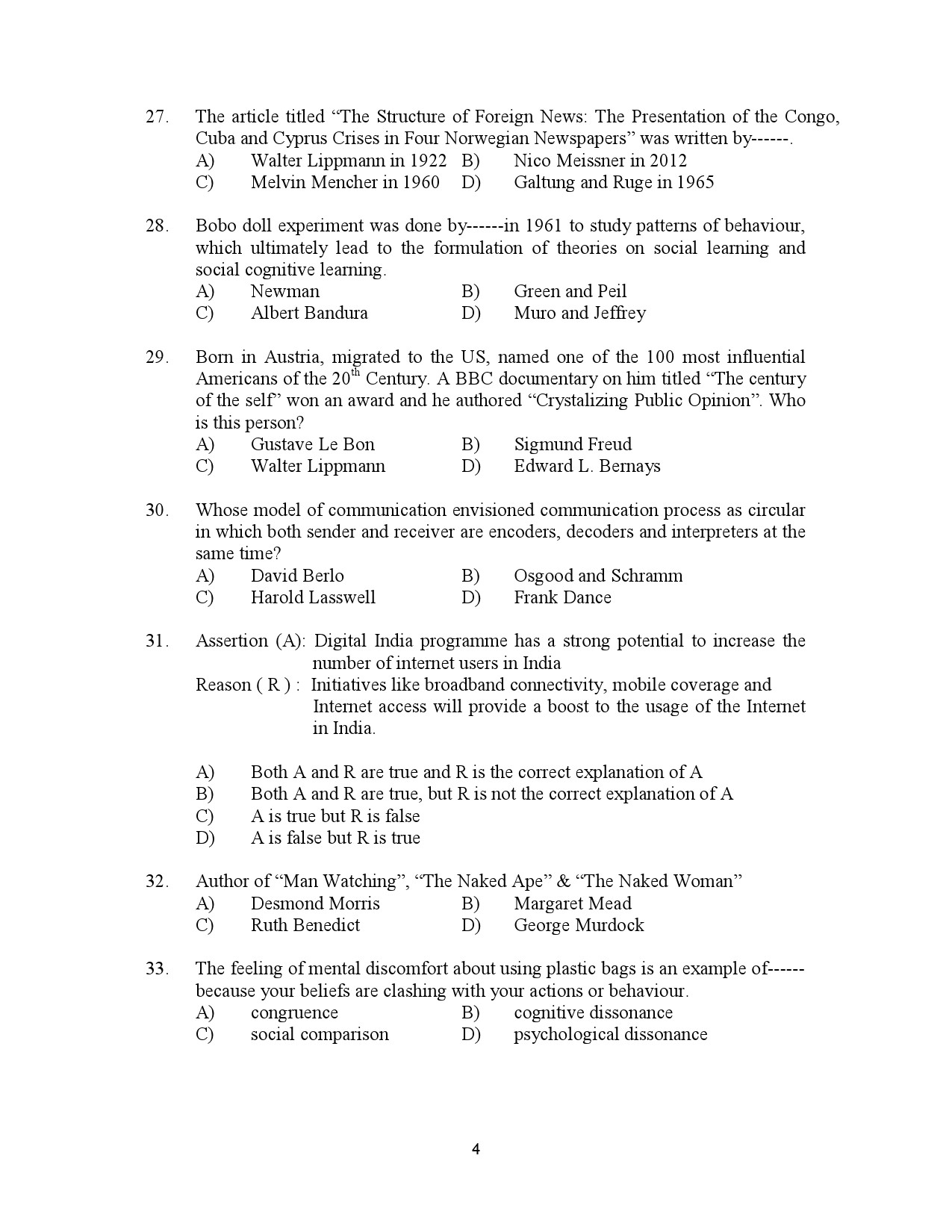 Kerala SET Journalism Exam Question Paper January 2023 4