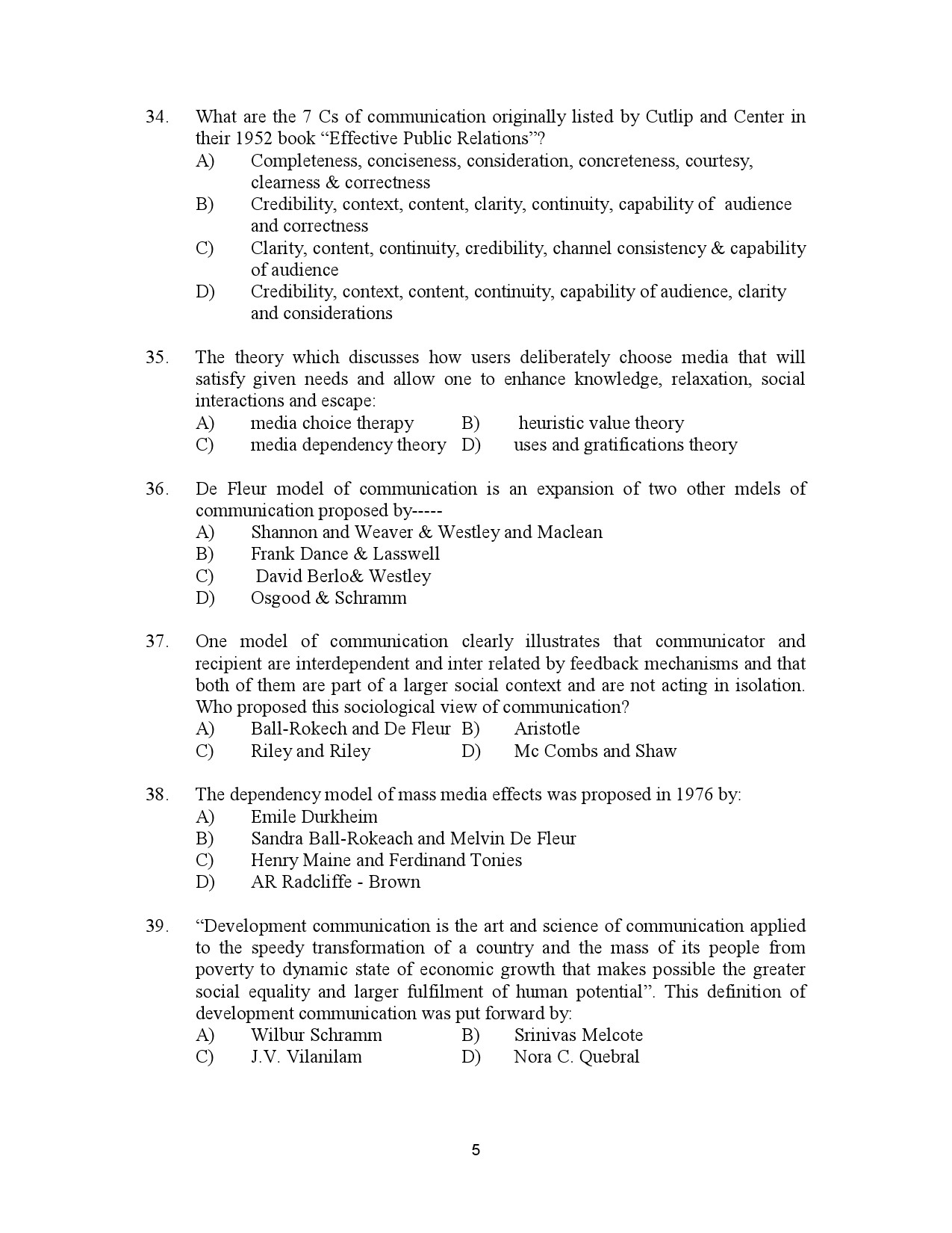 Kerala SET Journalism Exam Question Paper January 2023 5