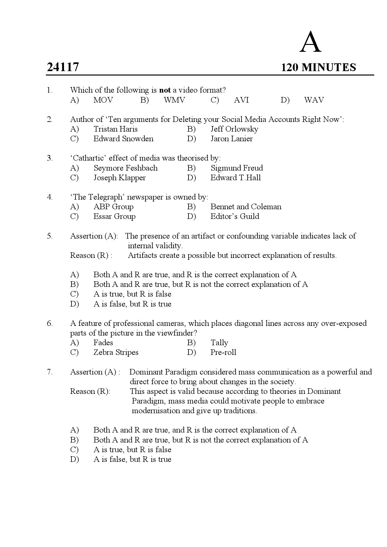 Kerala SET Journalism Exam Question Paper January 2024 1