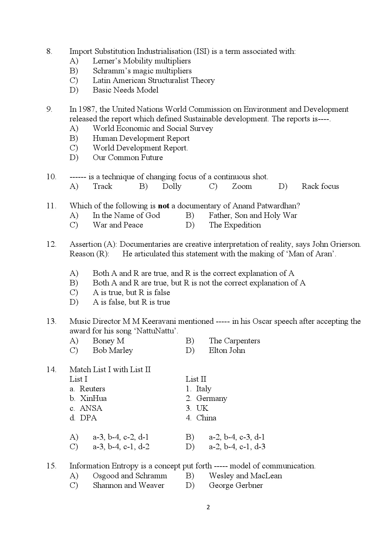 Kerala SET Journalism Exam Question Paper January 2024 2