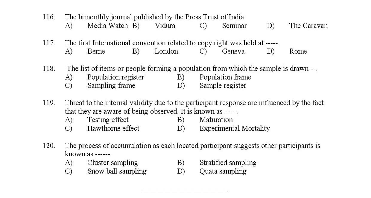 Kerala SET Journalism Exam Question Paper July 2019 13