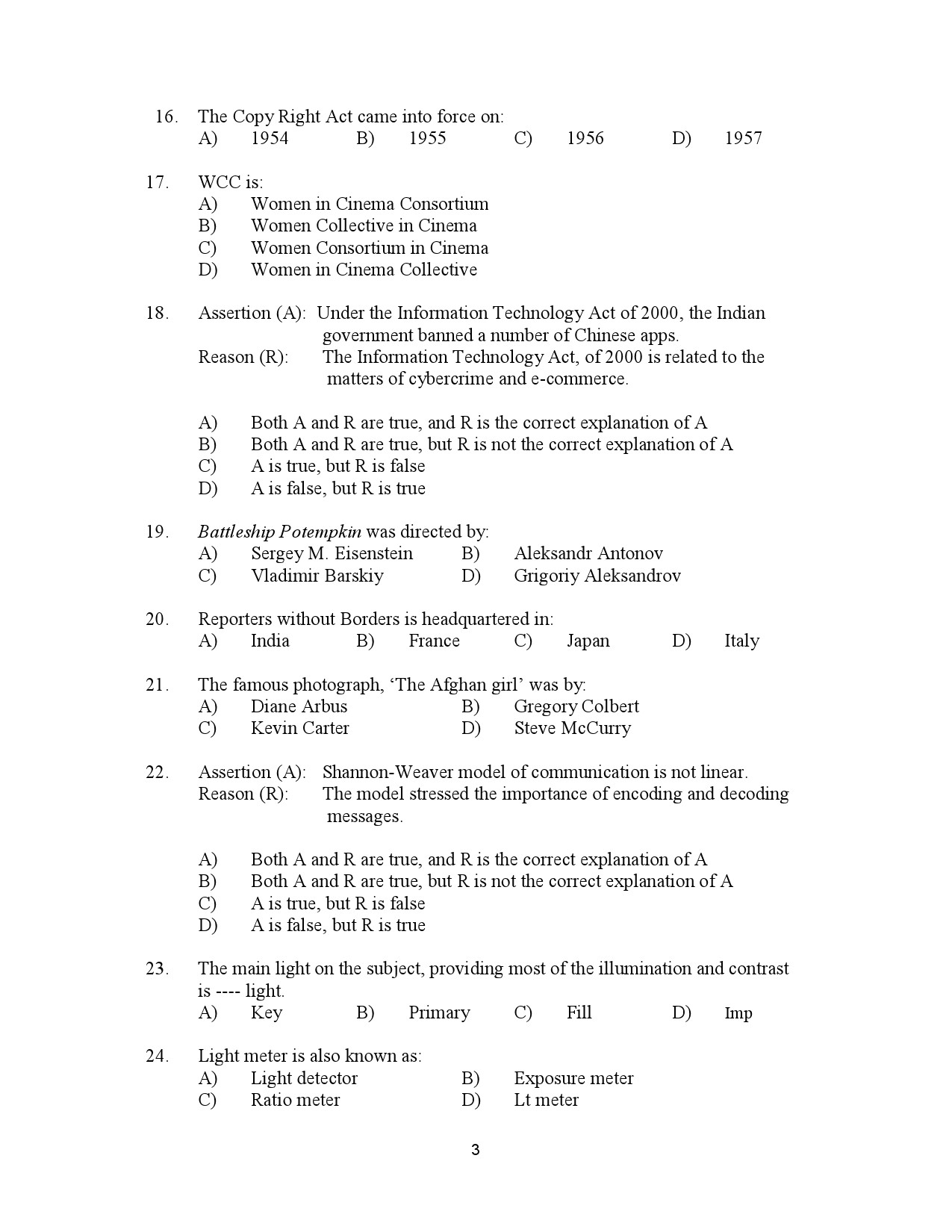 Kerala SET Journalism Exam Question Paper July 2023 3