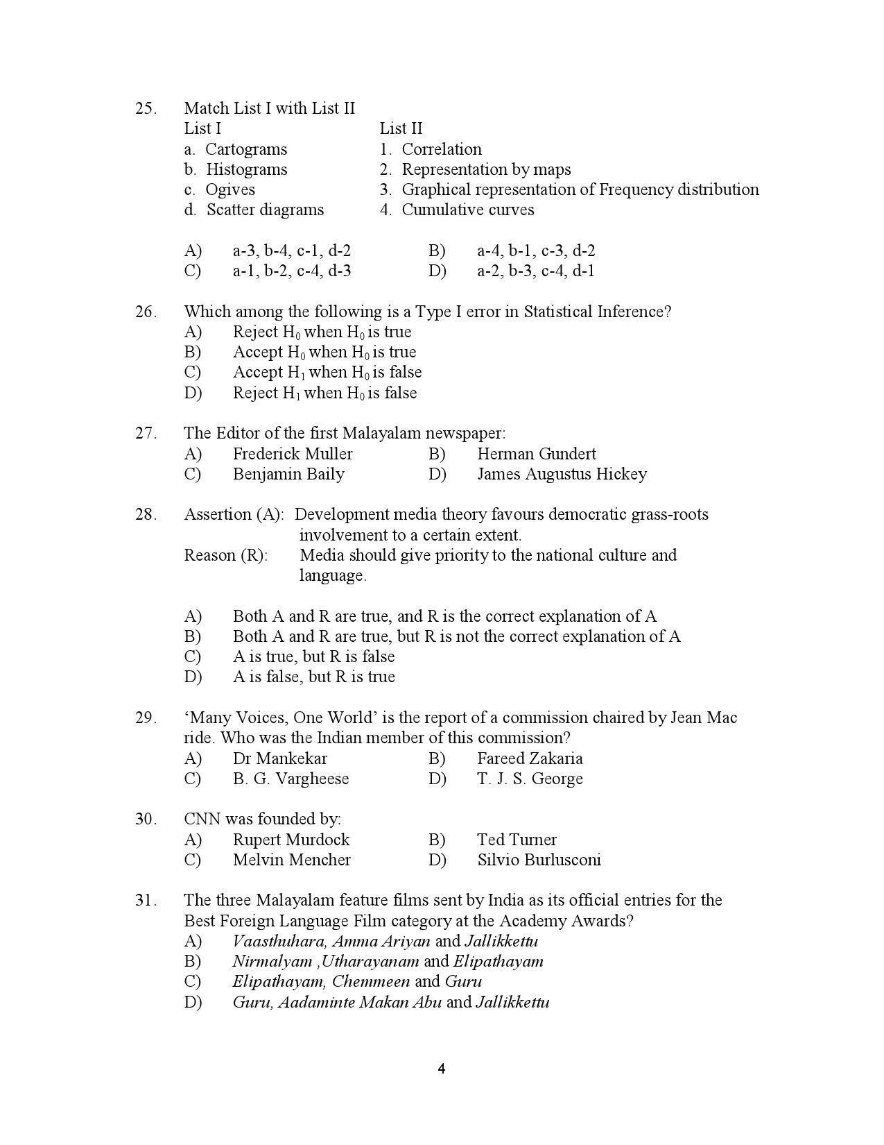 Kerala SET Journalism Exam Question Paper July 2023 4