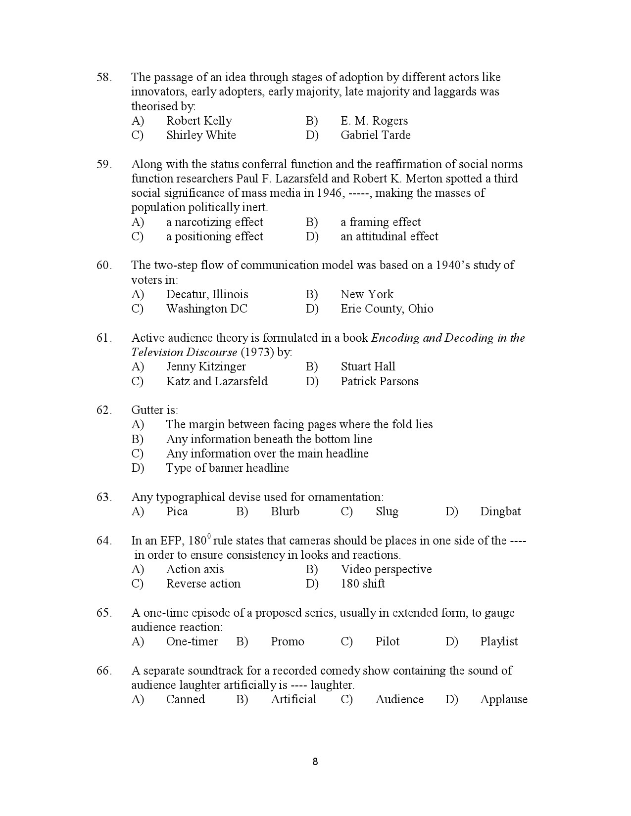 Kerala SET Journalism Exam Question Paper July 2023 8