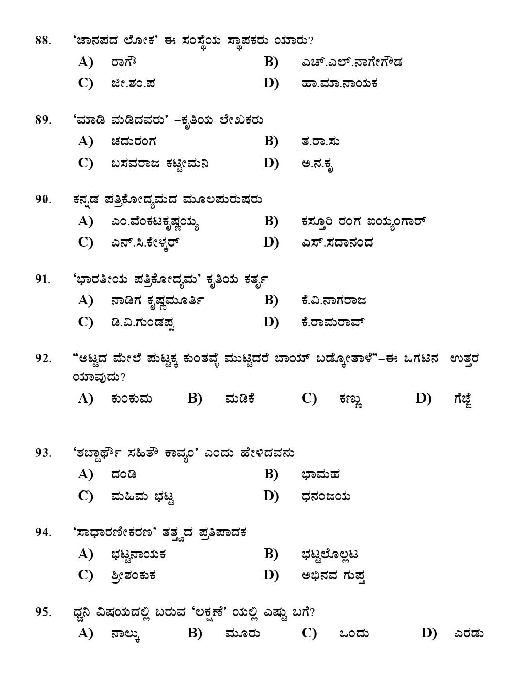 Kerala SET Kannada Exam 2012 Question Code 12918 12