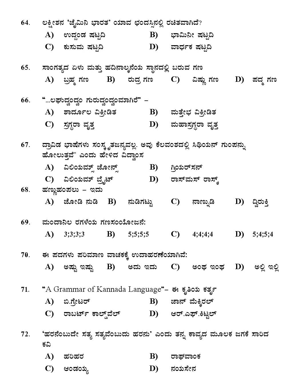 Kerala SET Kannada Exam 2012 Question Code 12918 9
