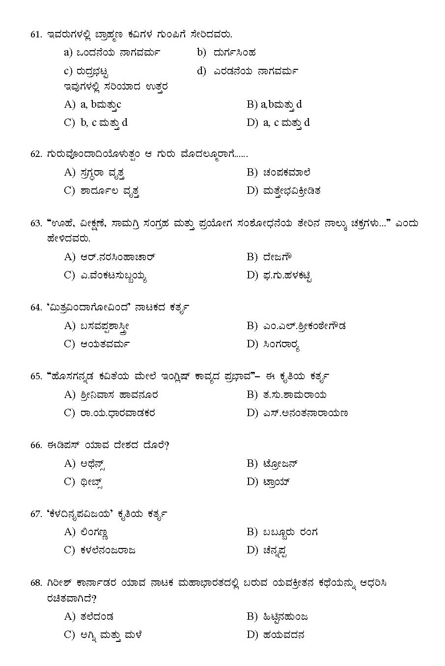Kerala SET Kannada Exam 2014 Question Code 14218 8