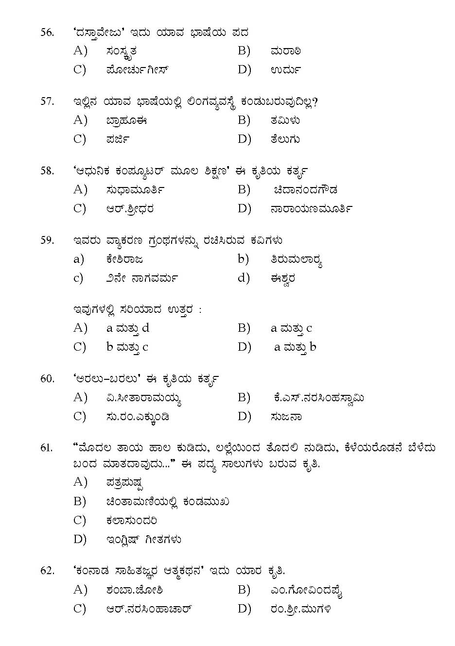 Kerala SET Kannada Exam 2016 Question Code 16118 A 8
