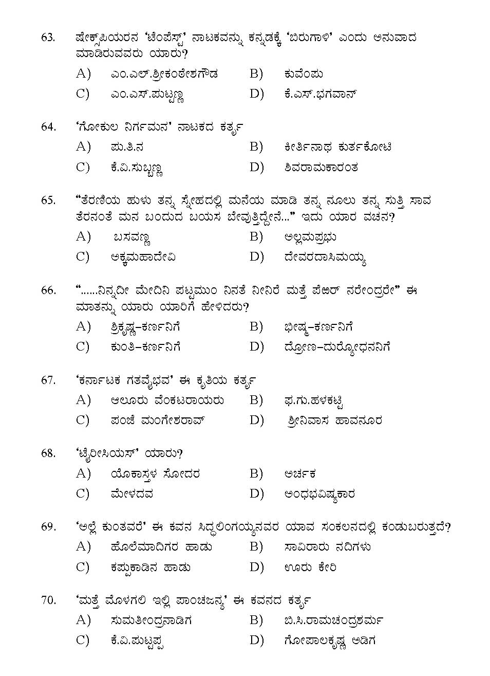 Kerala SET Kannada Exam 2016 Question Code 16118 A 9