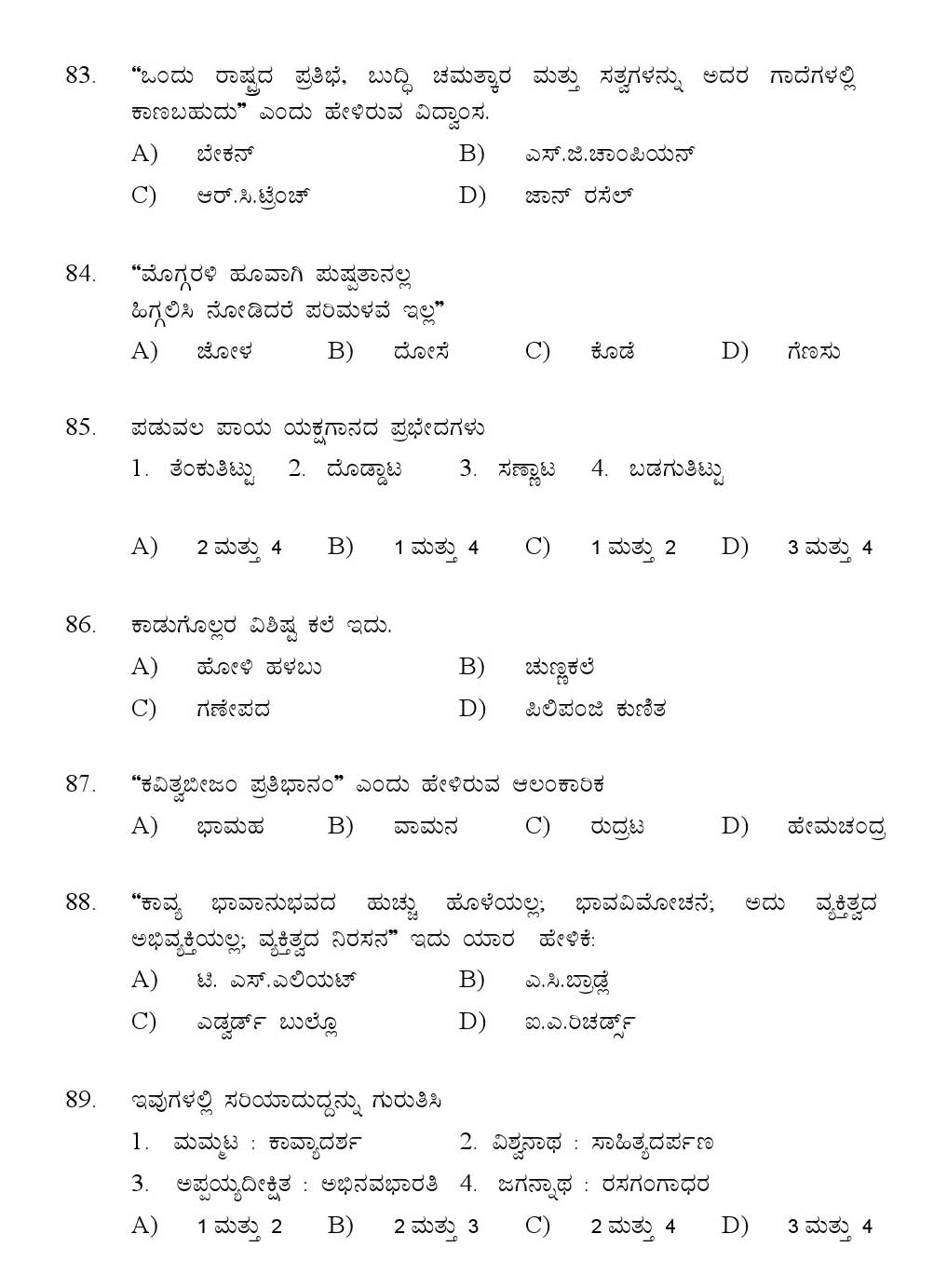 Kerala SET Kannada Exam 2016 Question Code 16618 A 14