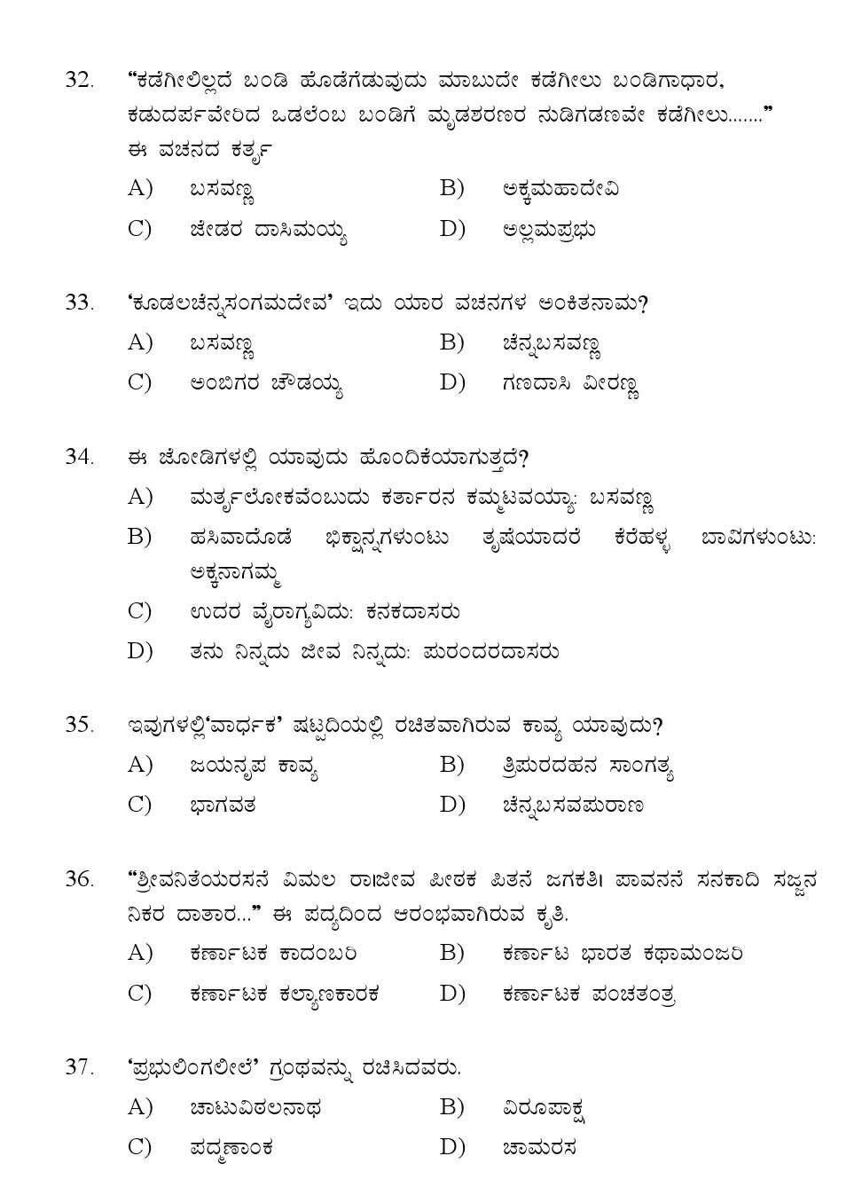 Kerala SET Kannada Exam 2016 Question Code 16618 A 6