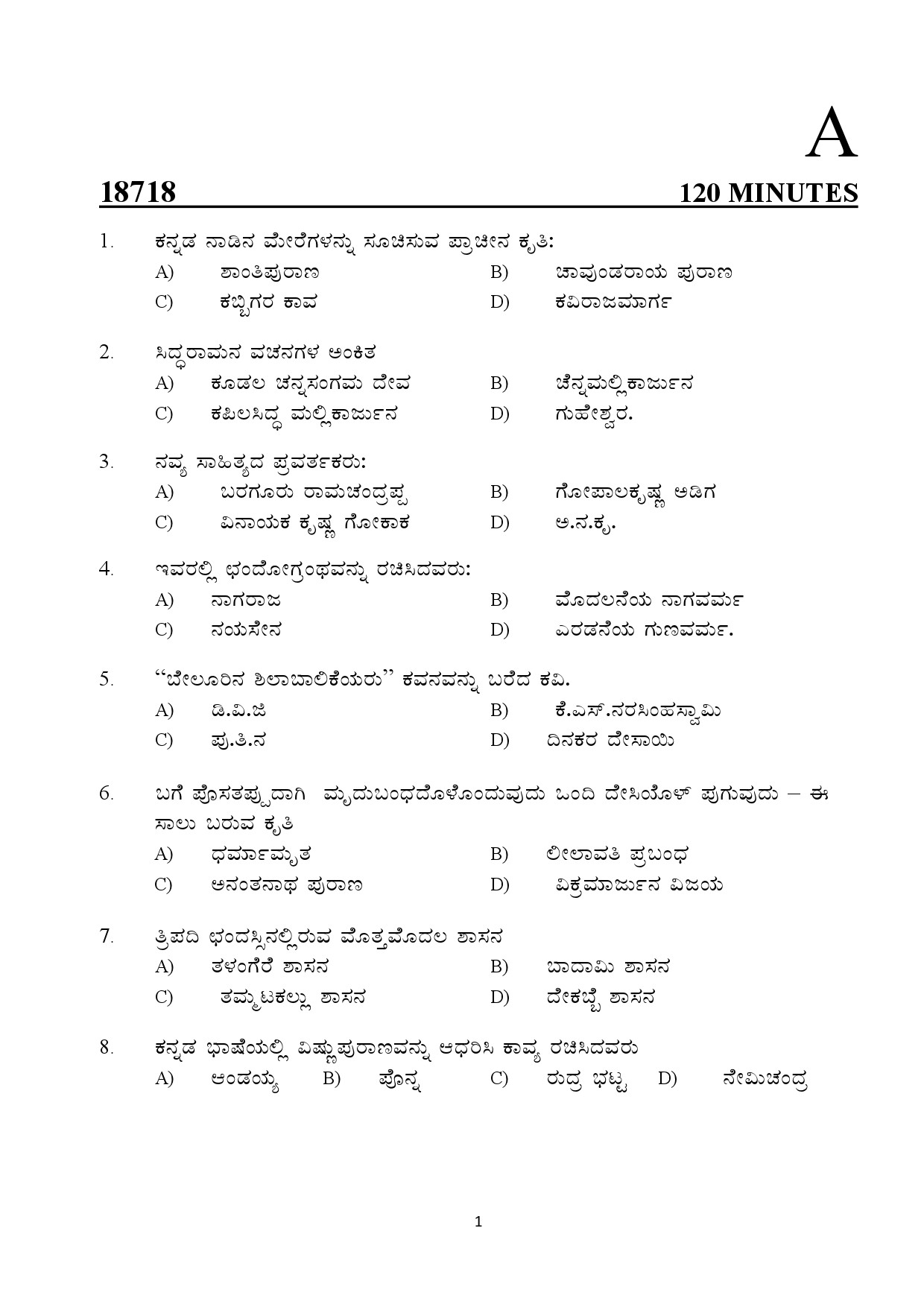 Kerala SET Kannada Exam Question Paper July 2018 1