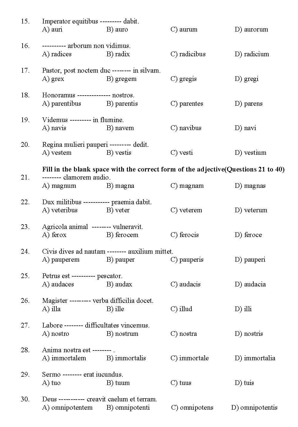 Kerala SET Latin Exam 2011 Question Code 91119 2