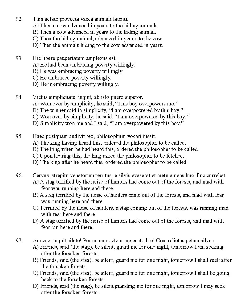 Kerala SET Latin Exam 2011 Question Code 91119 8