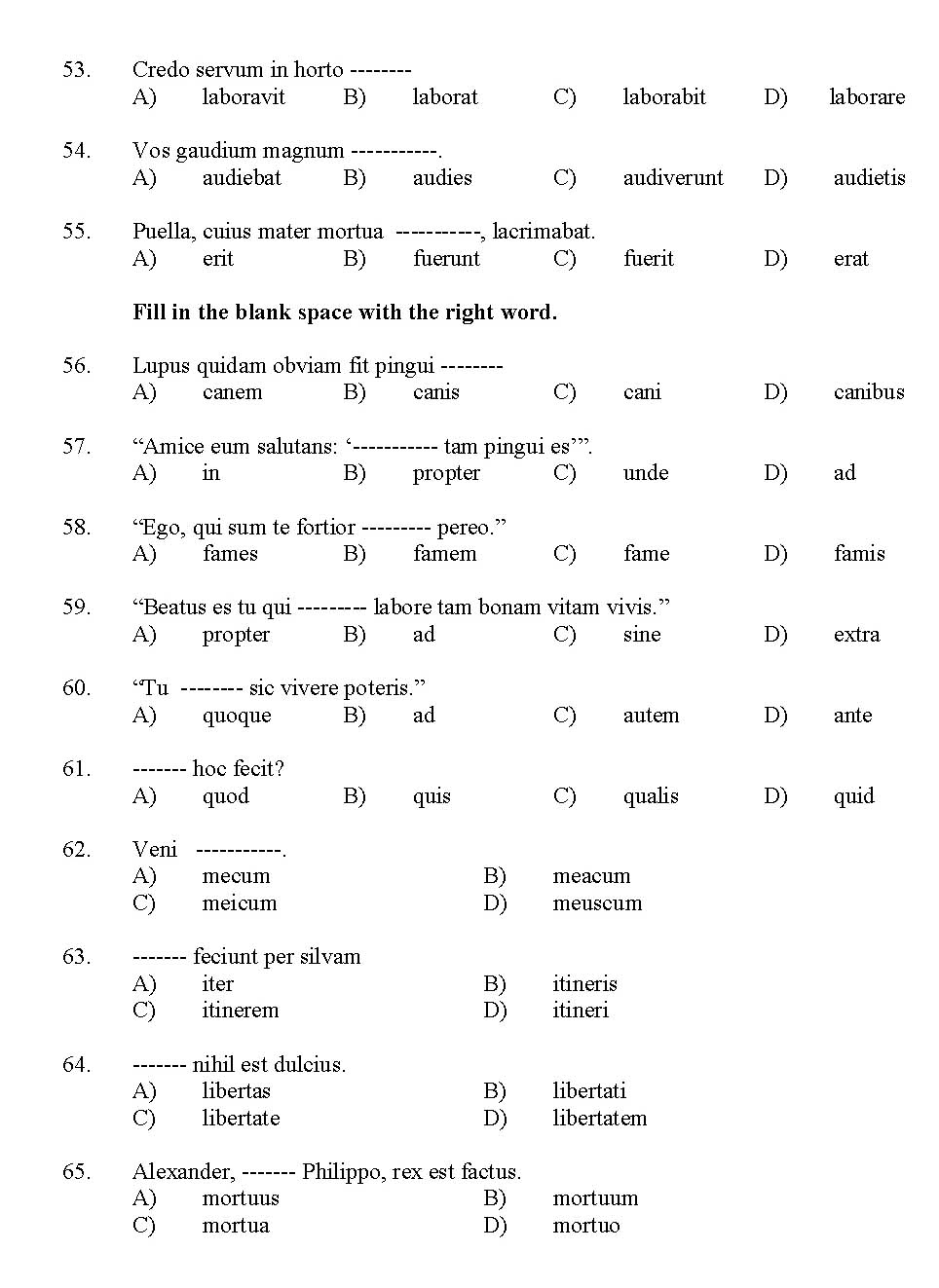 Kerala SET Latin Exam 2012 Question Code 12919 5