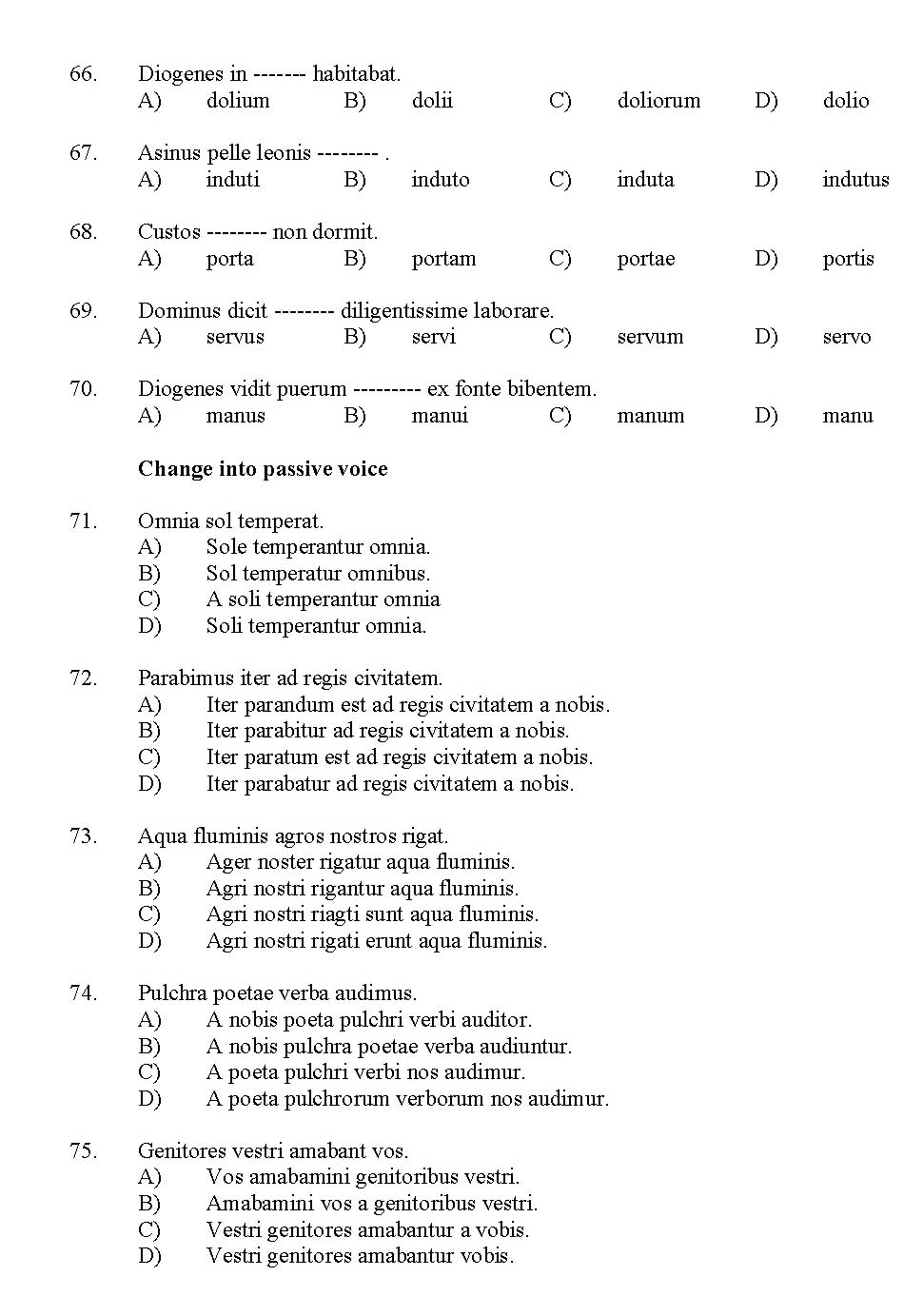 Kerala SET Latin Exam 2012 Question Code 12919 6