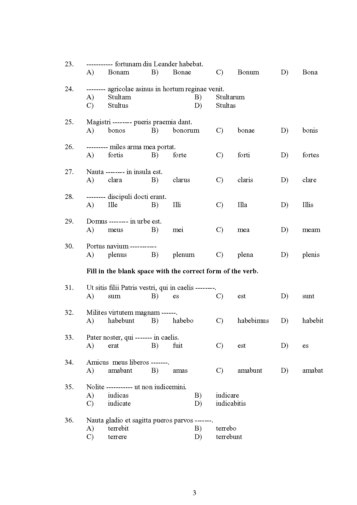 Kerala SET Latin Exam 2013 Question Code 13619 3