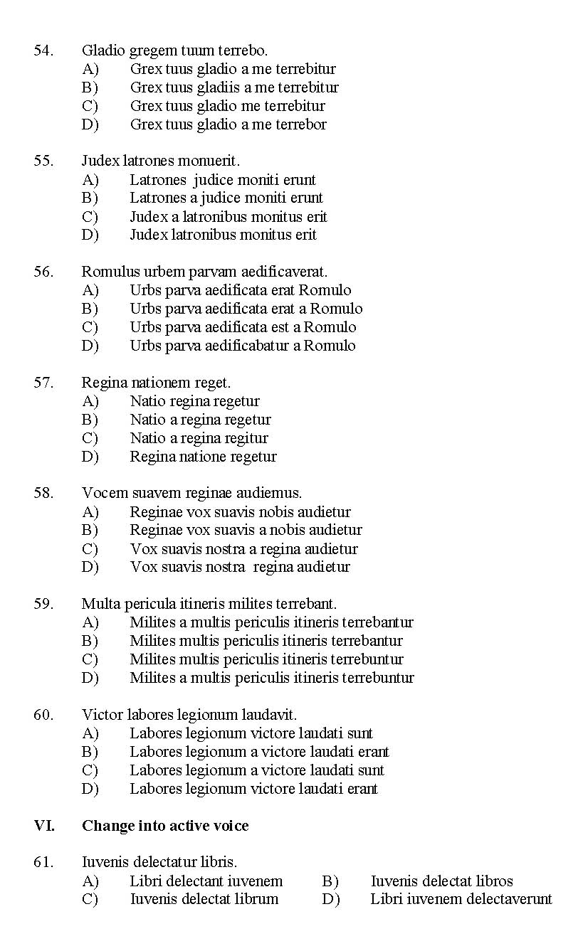 Kerala SET Latin Exam 2014 Question Code 14219 5