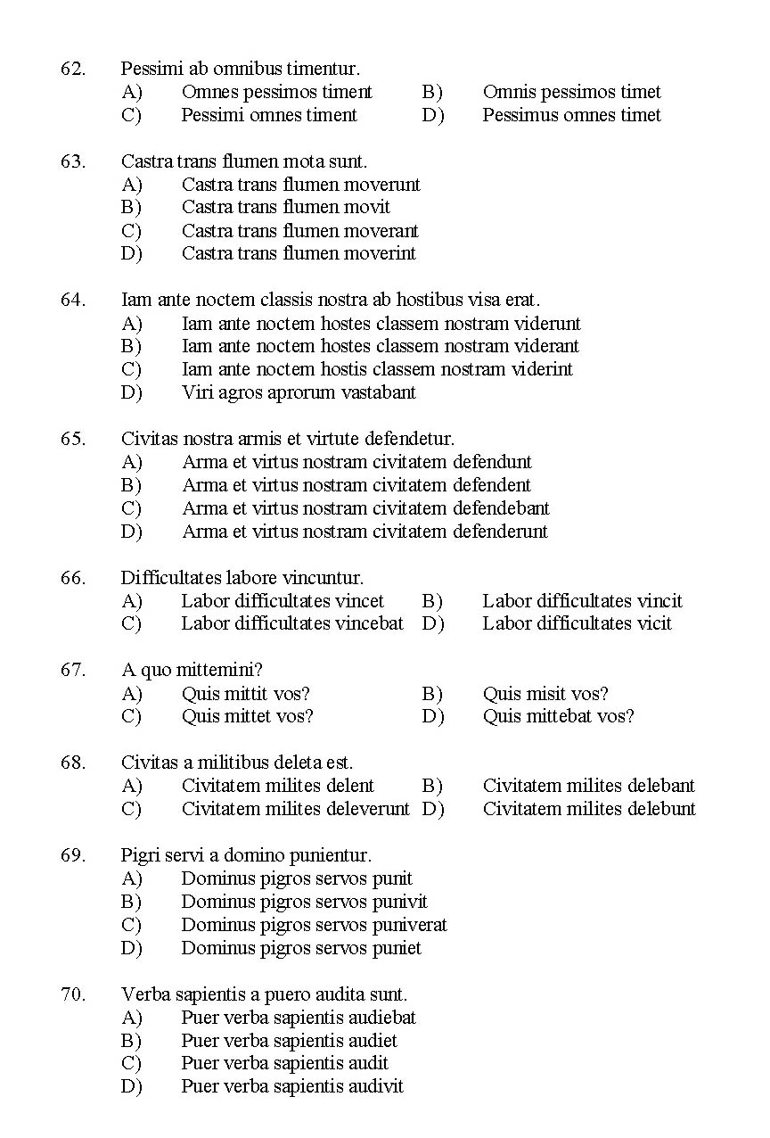 Kerala SET Latin Exam 2014 Question Code 14219 6