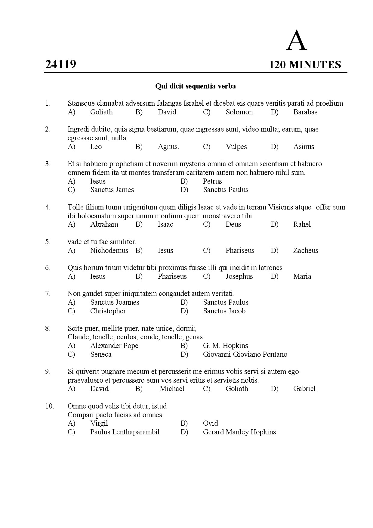 Kerala SET Latin Exam Question Paper January 2024 1