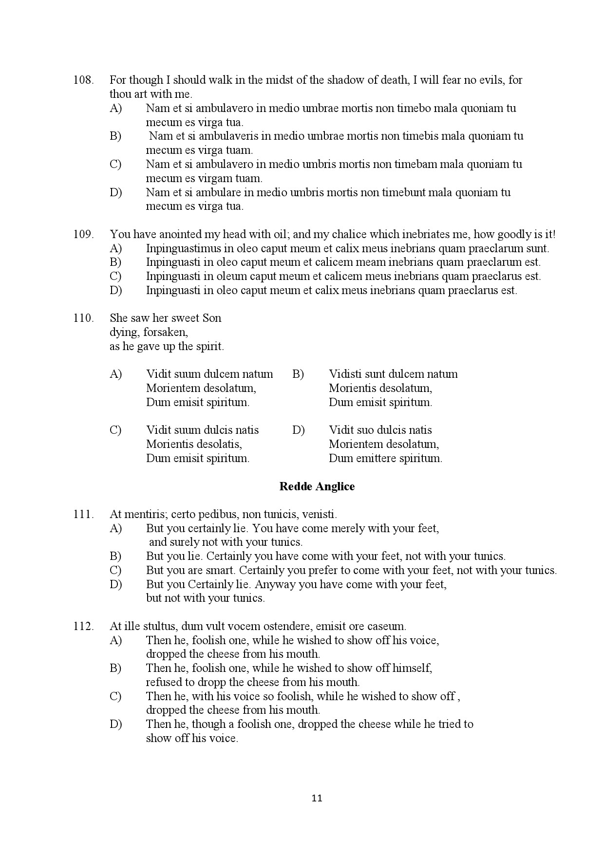 Kerala SET Latin Exam Question Paper January 2024 11